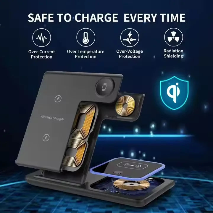 Universal 15W X455 3 in 1 Magnetic Wireless Charger Phone Stand Fast Wireless Station Magnetic Mobile Phone Holder Universal 15W X455 3 in 1 Magnetic Wireless Charger Phone Stand Fast Wireless Station Magnetic Mobile Phone Holder